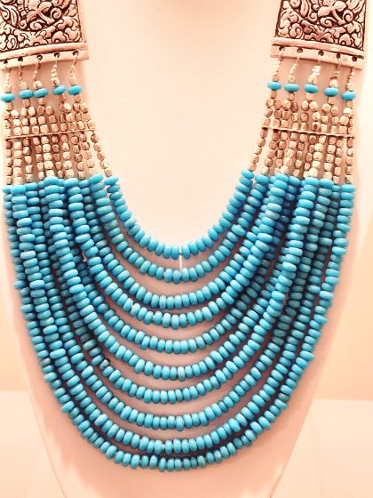 Turquoise multi row. necklace tibet