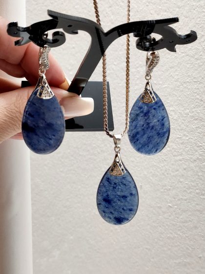 Dumortierite pendant and Earring set