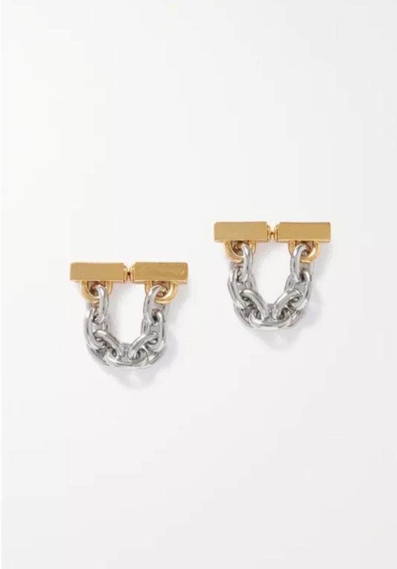 Fashion Forward Stylish Two-tone Soft Chain Earrings.